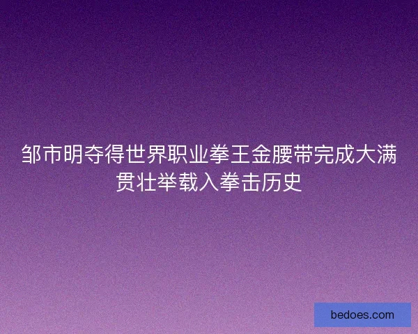 邹市明夺得世界职业拳王金腰带完成大满贯壮举载入拳击历史