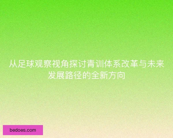 从足球观察视角探讨青训体系改革与未来发展路径的全新方向
